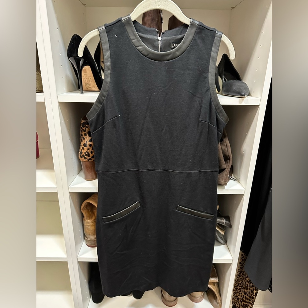 Express black dress with faux leather accents size M